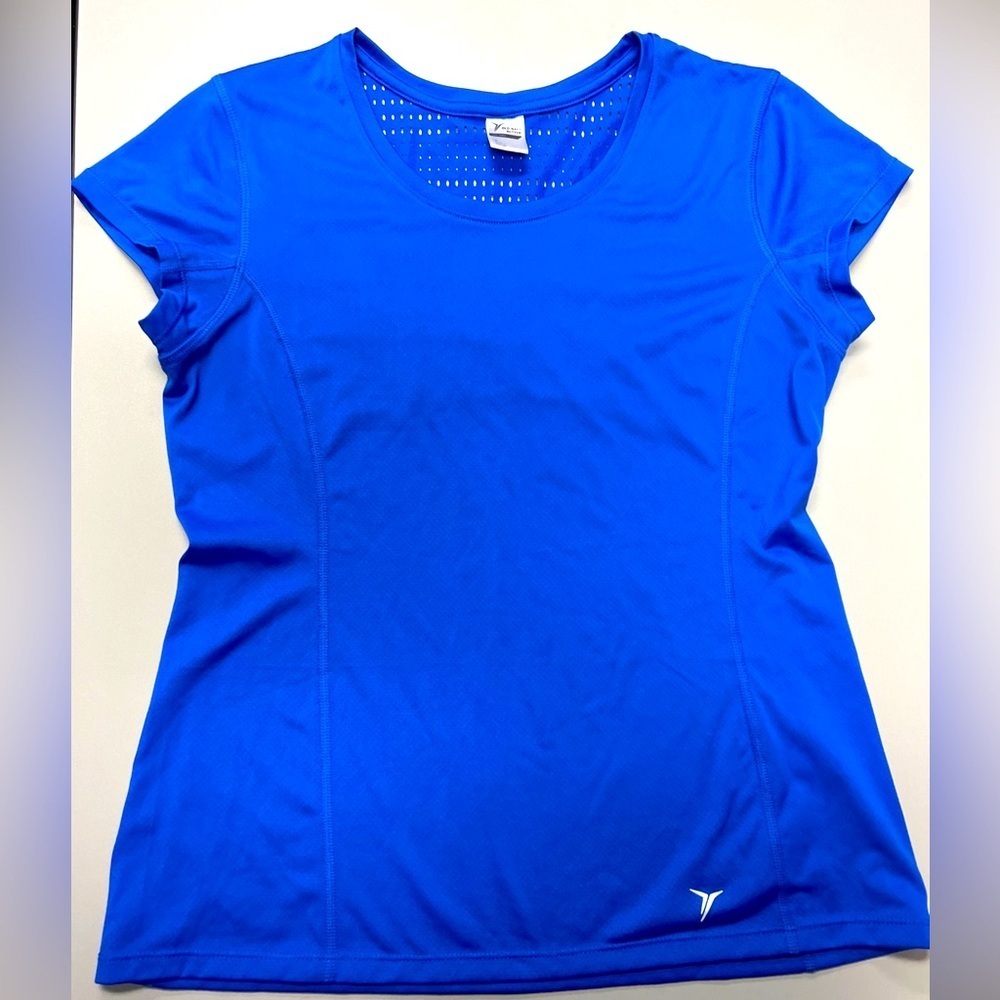 OLD NAVY Active Women's Go-Dry Mesh-Back  Blue Top T Shirt Medium EUC
